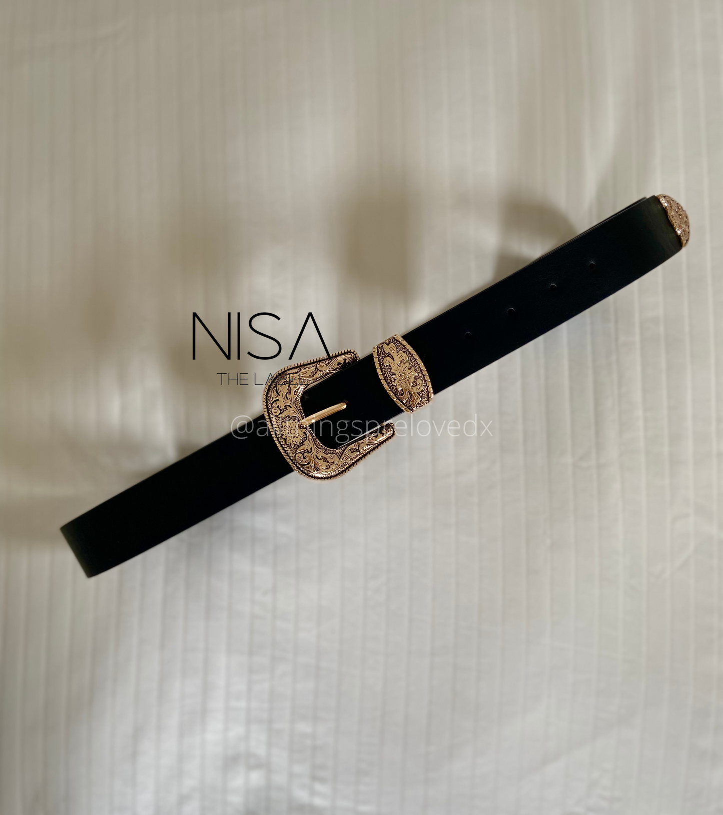 Vintage metal buckle basic belt