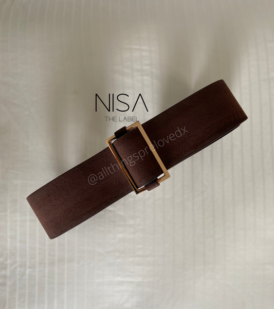 Suede metal buckle wide belt