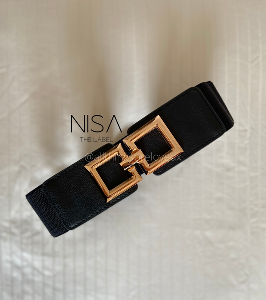 Dual square buckle waist cincher belt