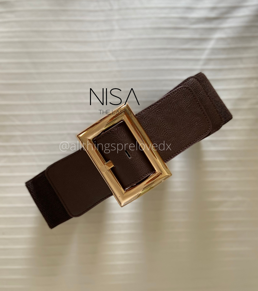 Big golden buckle waist cincher belt