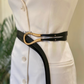 Horseshoe matte metal buckle waist belt