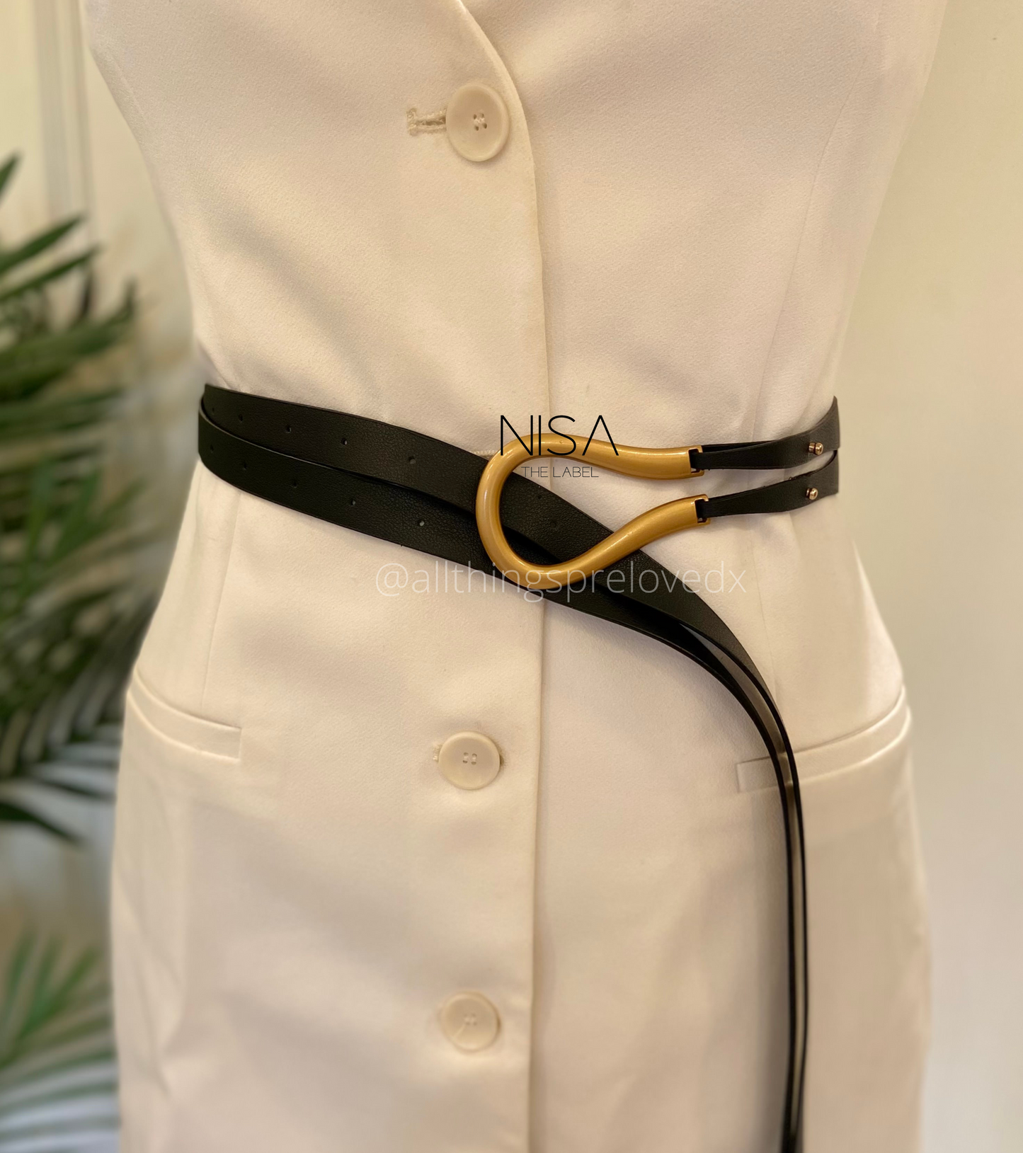 Horseshoe matte metal buckle waist belt