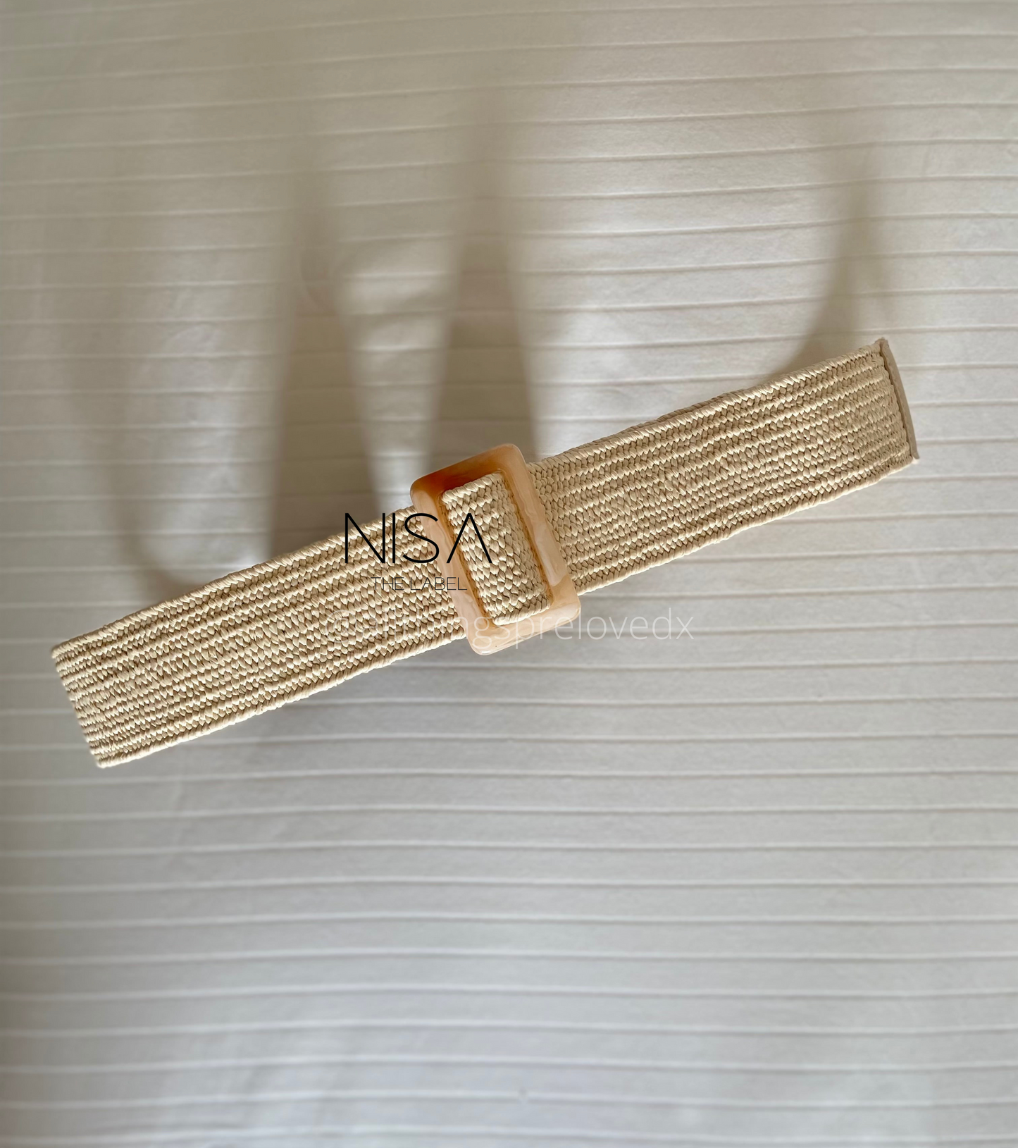 Ombre rectangle buckle straw woven belt