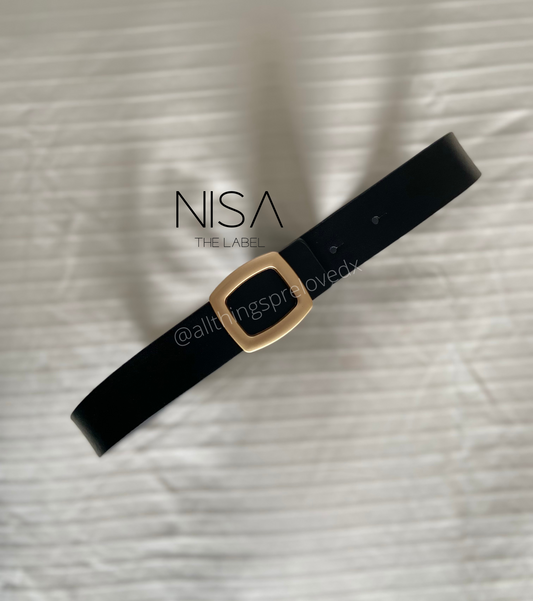 Matte gold buckle basic belt