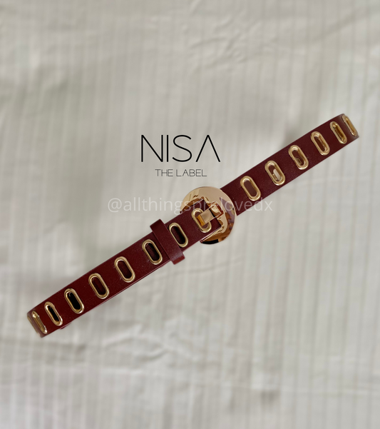 Brown rich gold eyelet basic belt